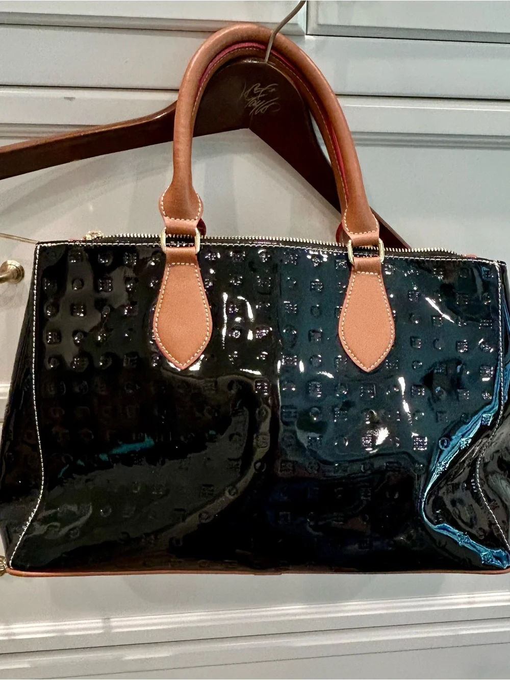Arcadia Black Patent Leather Purse Made In Italy